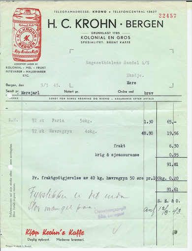 H C Krohn Bergen 1943