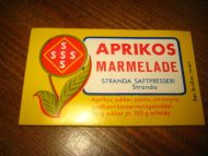 Etikett APRIKOS SYLTETØY fra Stranda Saftpresseri 60-70 tallet Lag ditt eget syltetøy og bruk en dekorati etikett