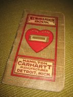 MEMORANDUM BOOK, fra TIDLEG 1900, reklame fra HAMILTON CARHARTT, DETROIT, MICH. USA.