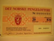 1985 trekning 834 DET NORSKE PENGELOTTERI Nr 0400937