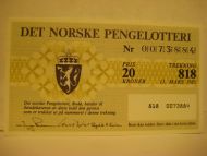 1985 trekning 818 DET NORSKE PENGELOTTERI Nr 0073884