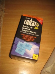 Eske med ubrukt innhold, RADAR REFIL til elektrisk myggbekjempelse, 60-70 tallet