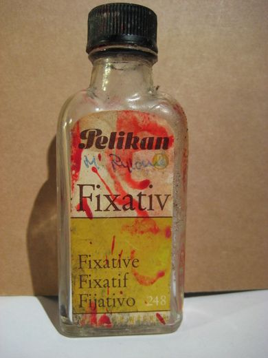 Flaske uten innhold, Pelikan Fixativ, 50-60 tallet.
