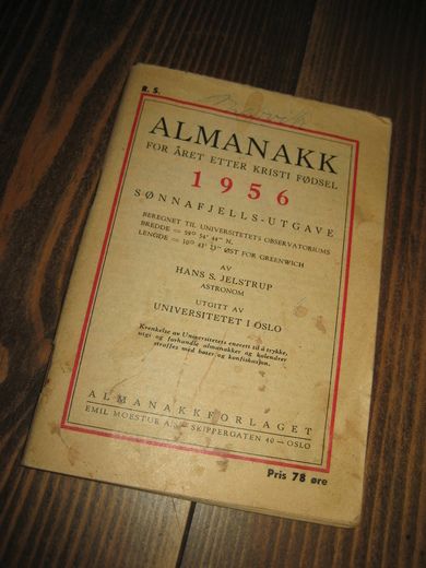 1956, ALMANAKK FOR ÅRET ETTER KRIST FØDSEL.