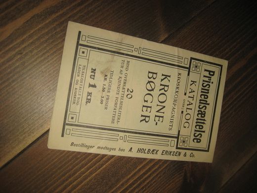 KATALOG OVER KRONE BØGER, fra Holbæk Eriksen & Co, Kristiania, tidleg 1900.