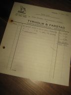 TYRHOLM & FARSTAD AALESUND 7 mars 1955 Debet nota