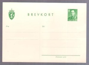 Strøkeent brevkort med frankering Olav