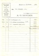 Faktura fra A O HOVDEN Ørstavik 31 oktober 1953