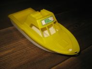Strøken, ubrukt plastbåt, Plasto, Finland, 60-70 tallet.