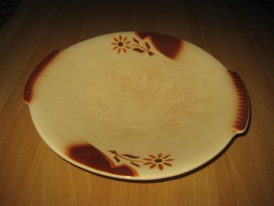 Egersund fat med brunt stempel, 30 - 40 tallet. Ca 24 cm i diameter. 