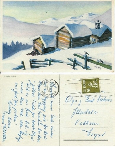 Strøkent kort fra T. Husby 1956