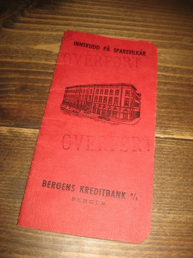 Brukt innskuddsbok fra Bergen Kreditbank Bergen 60 tallet