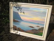 Ut mot havet…Landskapsbilde i ramme, 40 tallet, ca 55*47 cm stort.