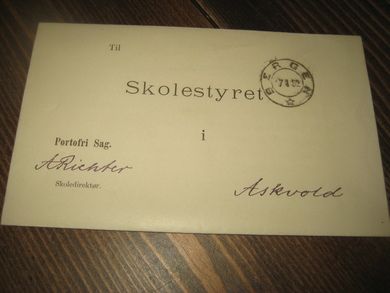 Brev fra Skoledirektør Richter til Skolestyret i Askvold 1892