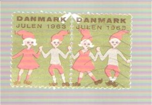 1963, DANSK JULEMERKE. . Stempla stripe.
