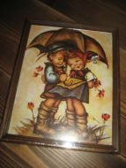 Pent barnebilde i glass og ramme uåpna ca 20*25 cm stort