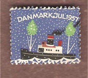 1957, julemerke fra Danmark, ustempla.