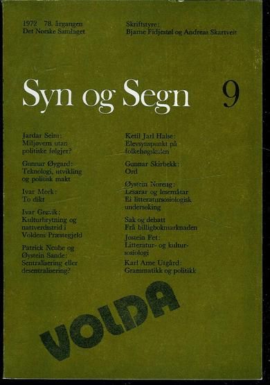1972 nr 009 Syn og Segn