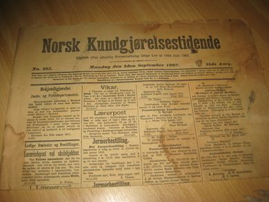 1907 nr 225 Norsk Kundgjørelsestidende