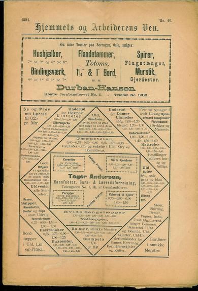 1894 nr 046 Hjemmets og Arbeidernes Ven