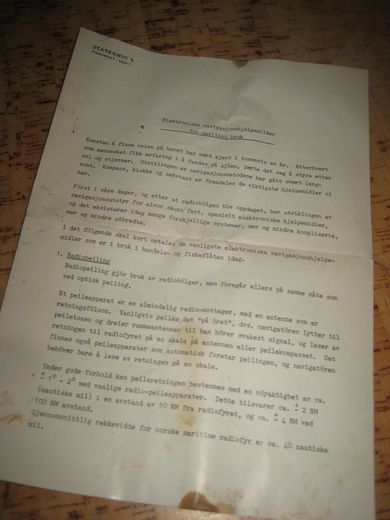 Skjema fra STATRONIC: Elektroniske navigasjonshjelpemidler for maritimt bruk