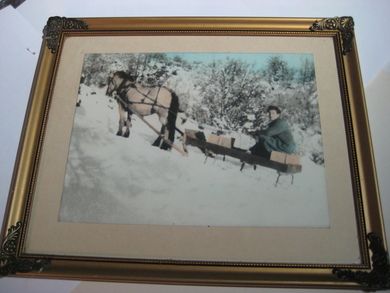 Bilde i glass og ramme 50 tallet