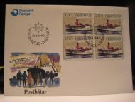 1992, 10.2, POSTBÅTAR, 4 BLOKK KR 2.00
