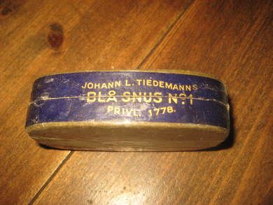 JOHAN L TIEDEMANS BLÅ SNUS NR 1 50 tallet
