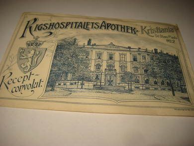 RIGSHOSPITELETS APOTHEK KRISTIANIA Tidleg 1900