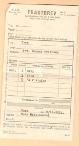 Fraktbrev fra 1954, NSB