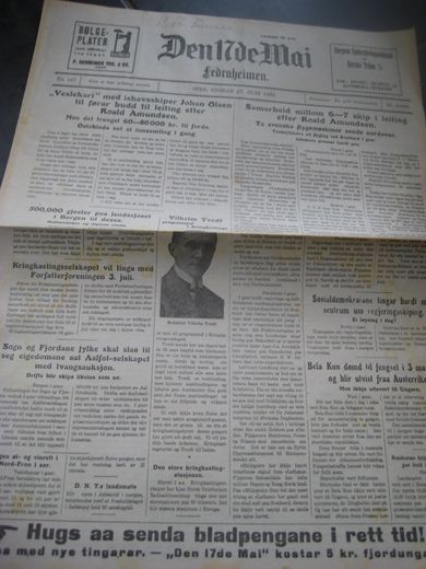 1928 nr 147 Den 17de Mai Veslekari leiter etter Roald Amundsen