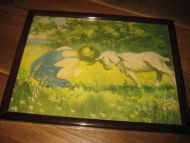 Pent bilde i glass o ramme ca 24*18 cm stort 60 tallet