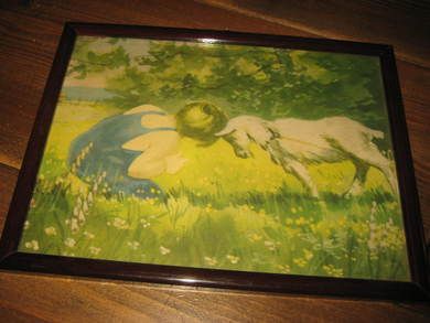 Pent bilde i glass o ramme ca 24*18 cm stort 60 tallet