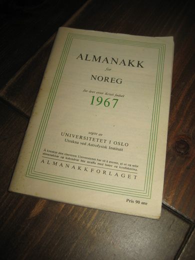 1967 ALMANAKK FOR NORGE
