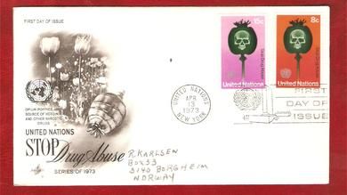 1973, 13. APRIL, STOP DRUG ABUSE, FDC UNITED NATION,