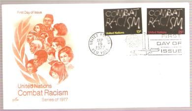 1977, 19. SEPT, COMBAT RACISM, FDC FRA UNITED NATIONS.