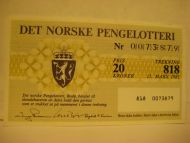 1985 trekning 818 DET NORSKE PENGELOTTERI Nr 0073879