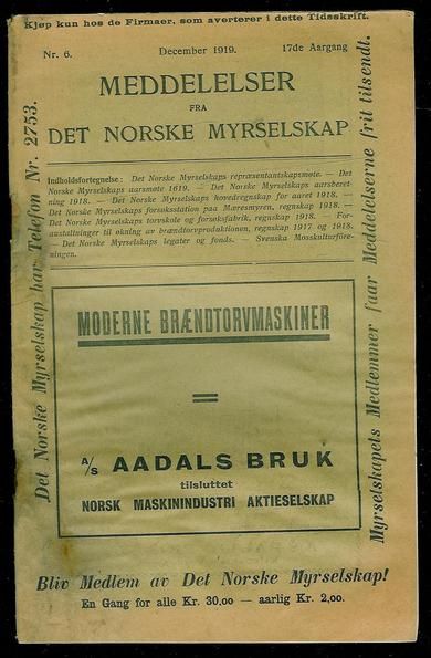1919,nr 006, MEDDELELSER FRA DET NORSKE MYRSELSKAP.