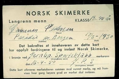 NORSK SKIMERKE 1950