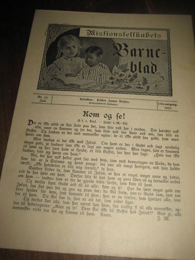 1912 nr 013 Missionsselskabets Barneblad