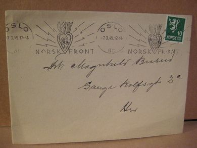 OSLO 7.3.45 med stempel: NORSK FRONT