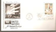 1975, FDC UNITED NATIONS,  GENERAL ASSEMBLY BUILDING, 10. januar