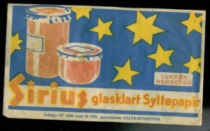 Pakke med SIRIUS glassklart Syltepapir fra Tørsleff, Oslo, 40 tallet