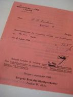Fra BBRANNTAKSTBESTYREREN I BERGEN, Brannkontigent for 2. halvår, 1944. September 1944.