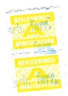 Gult fagforeningsmerke fra Beklednings Arbeider Forbundet dobbelt merke