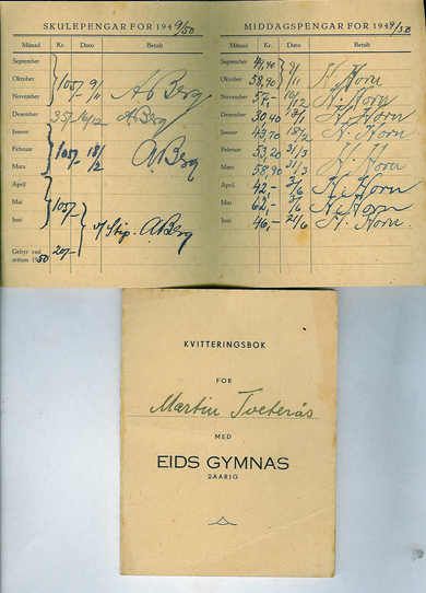 Kviteringsbok for Eid Gymnas 1950
