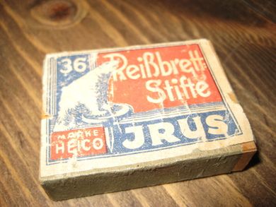 Eske uten innhold, JURUS Reissbrettstifte, 50-60 tallet.