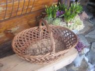 Pen, fletta, oval kurv med hank, ca 50 cm i diameter, 