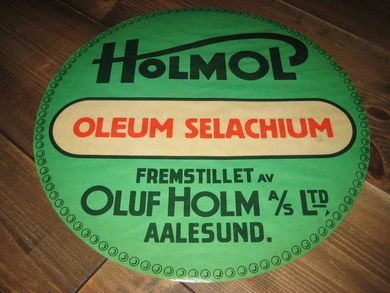 OLEUM SELACHIUM fra Oluf Holm A/S LTD, AALEUND, 30-40 tallet.