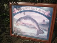 THE ANGLERS ARM, pent bilde i glass og ramme, ca 58*48 cm stort.